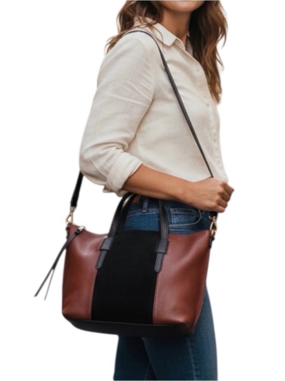 Fossil Black and Brown Skylar Satchel - Picture 2 of 11